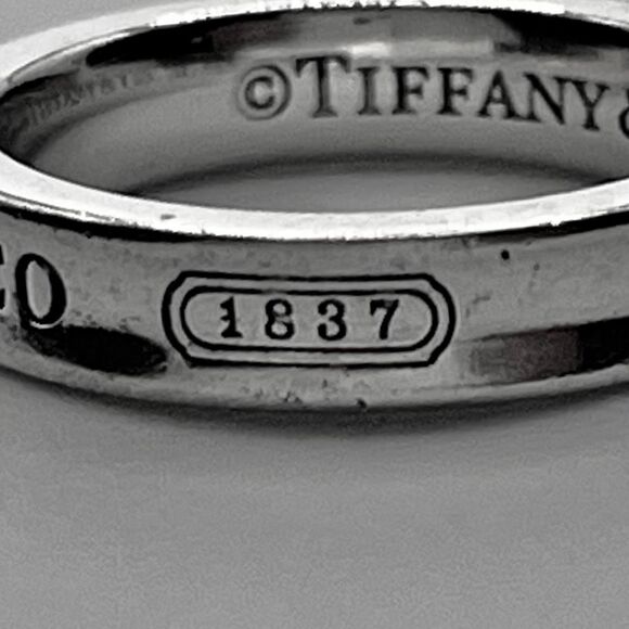 Tiffany & Co 1837 Ring - Narrow - 925 Silver - sz 4.75-5 - Picture 15 of 16